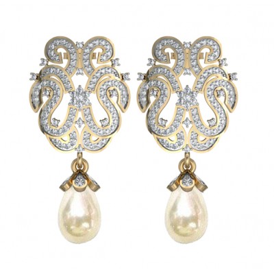Diamond Earrings with Pearl drops